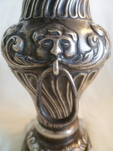 ANTIQUE DATED 1874 STERLING SILVER DUTCH SPIRAL EMBOSSED VASE -188 grams - Picture 3 of 18