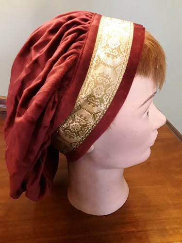 Baumwollsamt Muffin Hut in 5 Farben mit Mittelalter/Renaissance Besatz - Bild 7 von 9