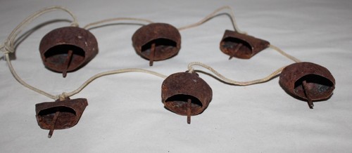 Antique 1700's Hand Forged Iron Bells 6 Rustic Primitive Bells - Picture 2 of 10
