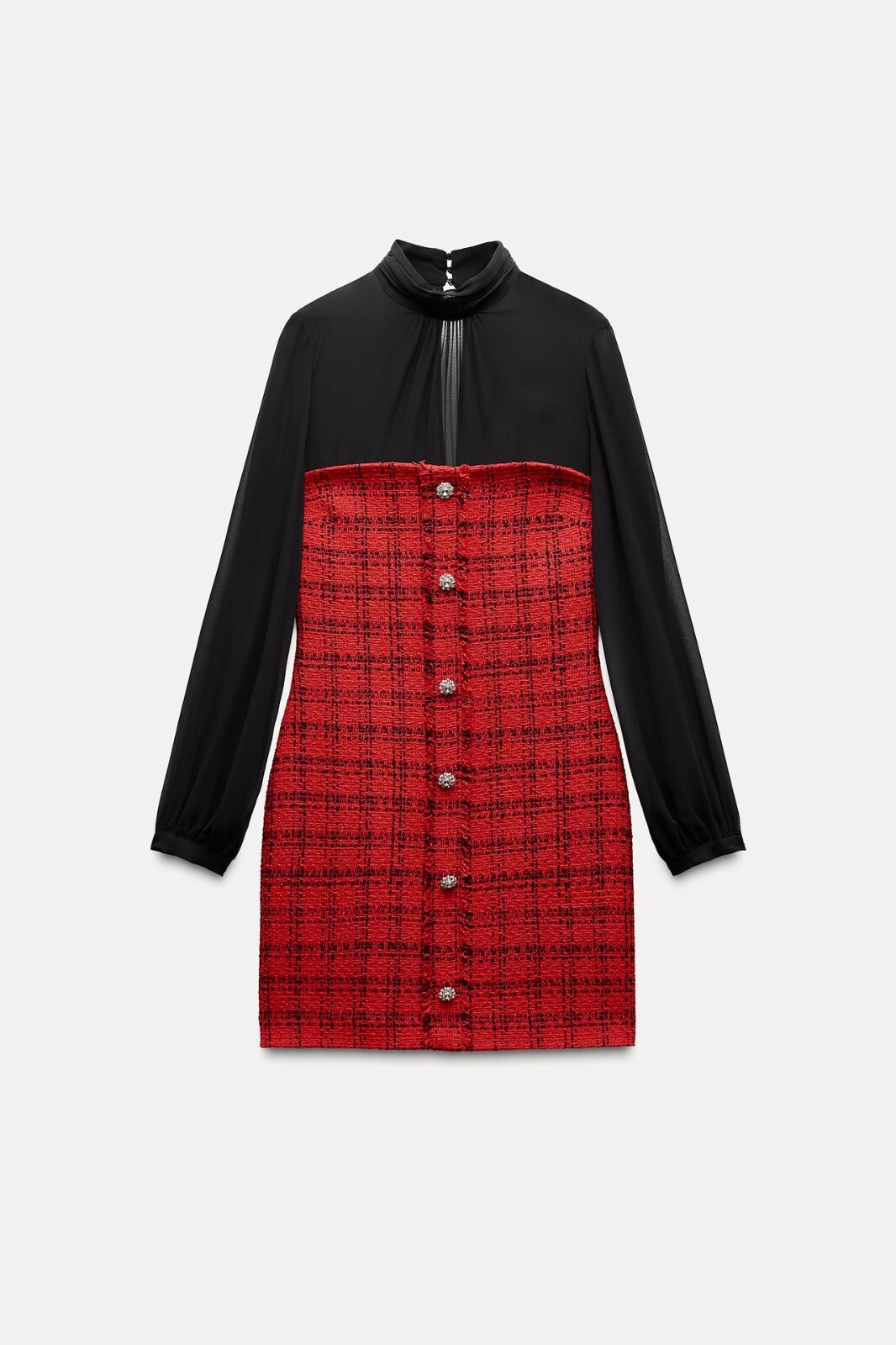 NWT_ZARA WOMAN FW24 COMBINATION STRUCTURED MINI DRESS Red Black | 8982/155 S,M,L thumbnail 15