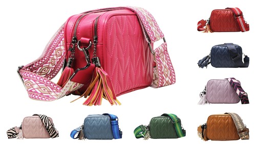 Women Duo-Pockets Camera Bag Chevron Cross Body Shoulder Ladies Handbag CXJ2302 - Picture 1 of 17