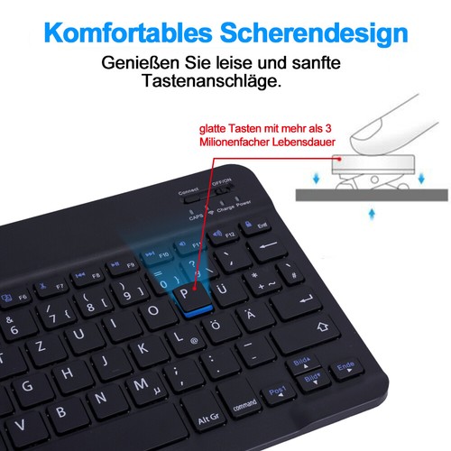 Tastatur mit Maus Wireless Kabellos Keyboard Bluetooth Computer Layout Deutsch - Bild 10 von 14