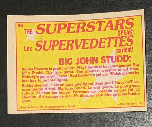 If anyone calls you a ‘weasel” HOF 1985 OPC WWF Stars Series 2 #65 - Picture 2 of 2