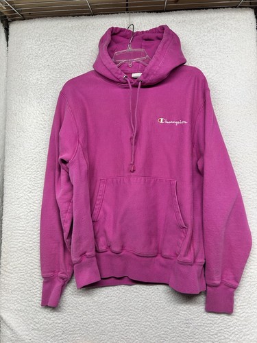 Champion Hoodie Womens M Medium Pink Reverse Weave Script Hooded Sweatshirt - Bild 1 von 11