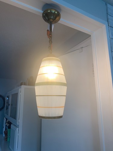 French vintage hanging lamp frosted glass - any room 1960 style - Picture 2 of 10