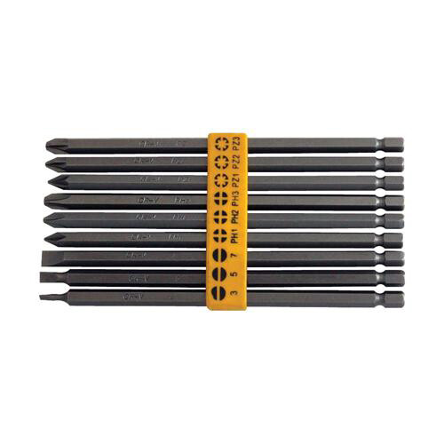 9-teiliges 150 mm extra langes Power Bit Set Kreuzschlitz Philips Schlitz PZD - Bild 1 von 1