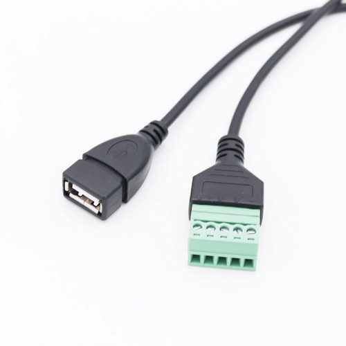 1FT USB A Female to 5 Pin Screw Terminal Connector Plug w/ Shield Adapter Cable - Picture 6 of 9