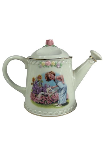 Tetera Danbury Mint Shirley Temple con crema y azúcar conjunto porcelana excelente - Imagen 2 de 13