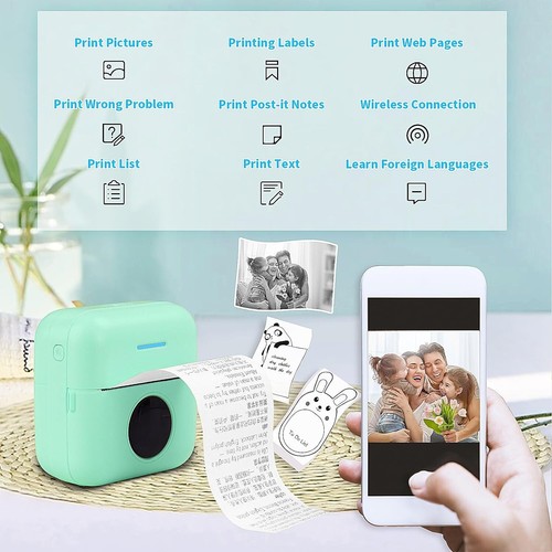 Pocket Inkless Thermal Printer with 11 Rolls Thermal Paper - Bluetooth Portab... - Picture 4 of 10