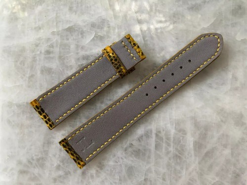 21mm/18mm Genuine Real Lizard Leather Padded Watch Strap Band - Yellow Color - Picture 4 of 4