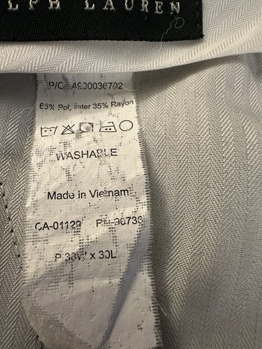 Polo Ralph Lauren Dress Pants Men 38x30 Blue Straight Leg Pleated Front Cuffed - Picture 3 of 10