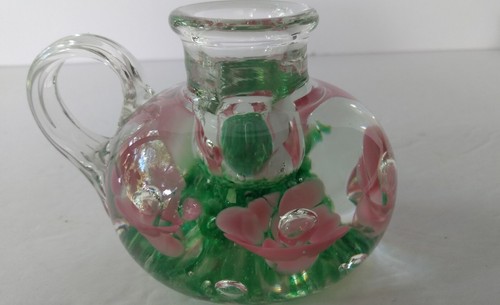 St. Clair Prestige Art Glass Pink Trumpet Flower Candle Holder Paperweight - Picture 3 of 12