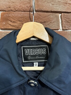 90s Gianni VERSACE Versus COUTURE Nylon Coat Jacket 42 Navy | eBay