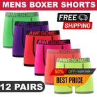 12 Pack Mens Neon Boxer Shorts Classic Sports Trunk Brief Adult Underwear S-2XL