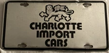 Vintage Charlotte Import Cars Car License Plate Tag  North Carolina