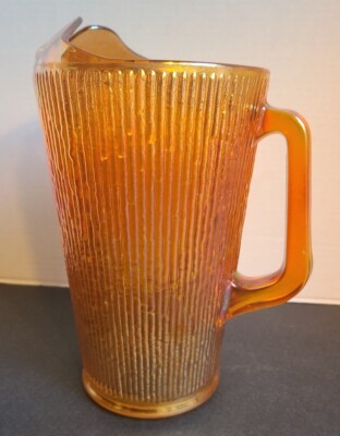 Jeanette~ Marigold~ Carnival Glass~ Tree Bark Pitcher~ Depression