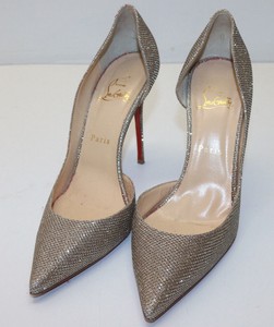 Christian-Louboutin-Izra-100mm-Glitter-Luminor-Gold-Size-39-Used