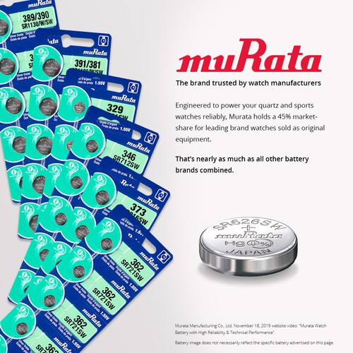 Murata 364 (SR621SW) Silver Oxide Watch Battery (50 Count) - Replaces Sony 364 - Picture 3 of 8
