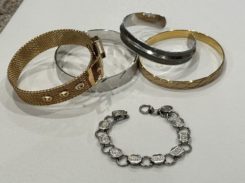MONET SARAH COVENTRY AVON LOT 5 SILVER GOLD ENAMEL BRACELETS BANGLE CUFF BUCKLE - Picture 16 of 16