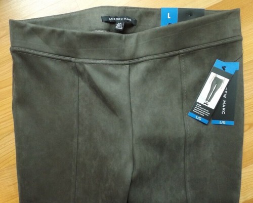 NWT New Ladies ANDREW MARC L Large Faux Suede Taupe Brown Leggings Pants - Picture 2 of 7