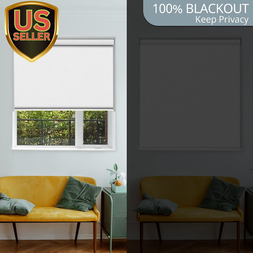 Motorized 100% Blackout Roller Window Shades【Cordless No Drill Easy to Install】 - Picture 5 of 7
