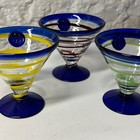 Hand Blown Kosta Boda Set of 3 Royal Caribbean Margarita Martini Glasses 4.75”