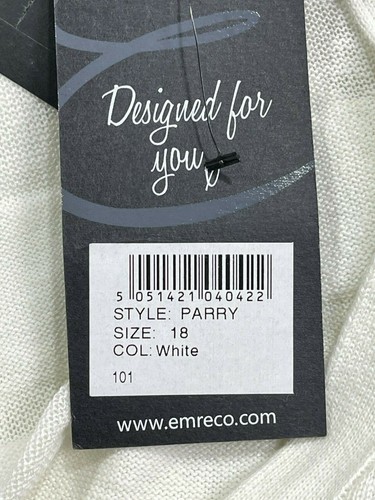EMRECO Womens Cardigan Top Size XL 18 White Cotton Knit EU46 NEW RRP £49 - Picture 8 of 11