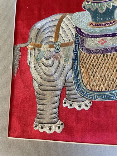 Vintage chinesische Seide Stickplatte Textil Wandteppich Rahmen 50 x 50 cm - Bild 4 von 4