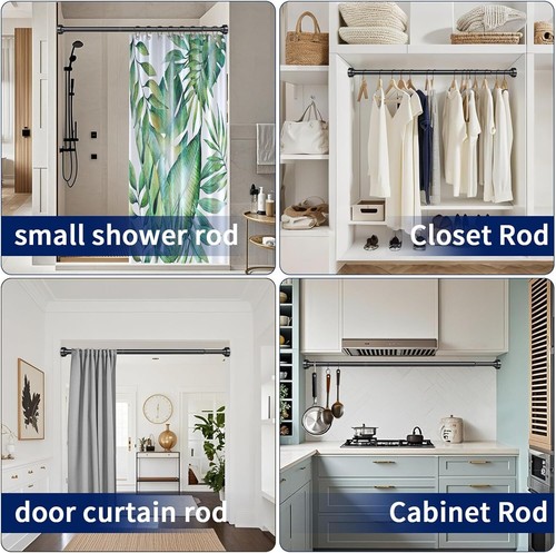50-410cm Heavy Duty Extendable Telescopic Shower Curtain Pole Rail Rod Bath Door - Picture 6 of 14