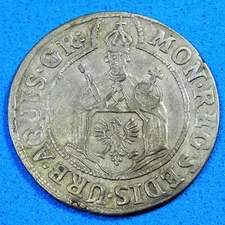 Aachen German States 3 Marck Silver Coin, 1754 bold VF+ light old cleaning KM-50