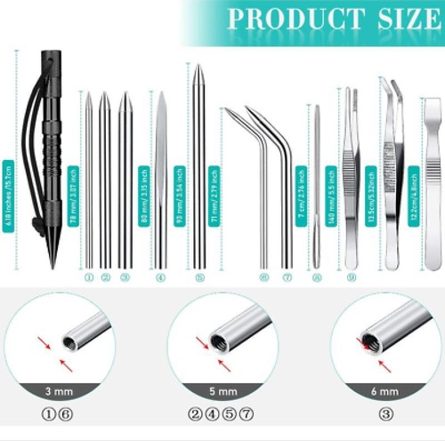 14 Pieces Paracord Tools FID Needle Set Stitching Stainless Steel Lacing Camping - Picture 2 of 7