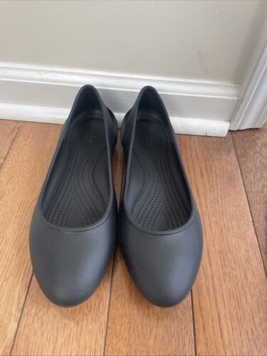 Crocs Sloane Women’s Ballet Flats Square Toe Black Slip On Sz9 Nice - Picture 3 of 12