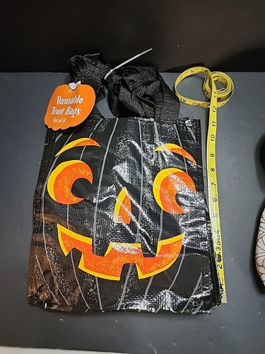 NEW TJ Maxx Treat Lunch Bags Reusable Halloween Jack O Lantern Orn/Blk Pumpkin - Bild 1 von 4