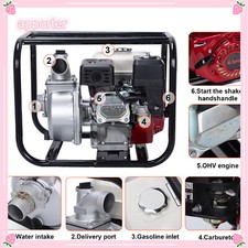 2" 6.5HP 4 Stroke Gasoline Water Pump Portable Gas-Powered Semi-Trash Water Pump