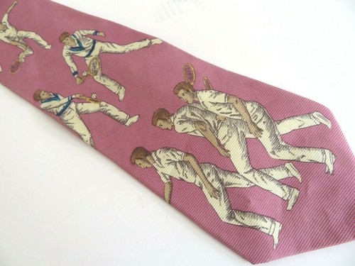 NAUTICA Pink Tie Tennis Racquet Players Mens Necktie USA SILK hand finished - Picture 2 of 10