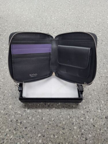 Paul Smith Italian Leather Wallet With Negative Dog Print & Zip Closure NEW - Picture 6 of 9