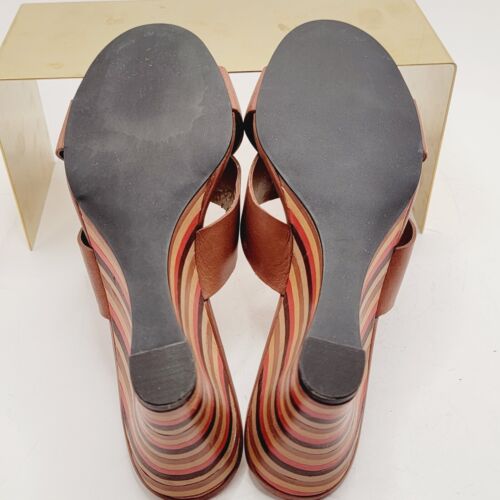 Womens Azaleia Brown Sandals with Multicolored Wedge Heels Size 7M - Picture 9 of 9