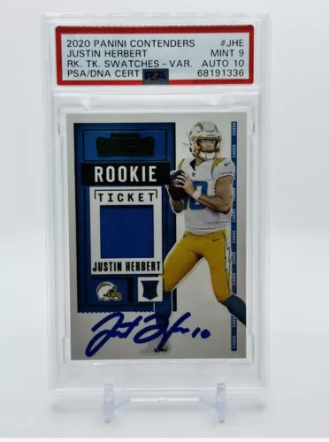 2020 Contenders Justin Herbert SIGNED ROOKIE TICKET AUTO PSA 9 Auto 10. RPA