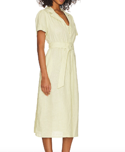 WeWoreWhat Women's Camp Collar Linen Blend Shirt Dress Pale Yellow Size Small - Picture 2 of 12