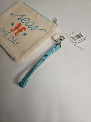 Seas The Day Canvas Wristlet, Beach Theme - Picture 3 of 7