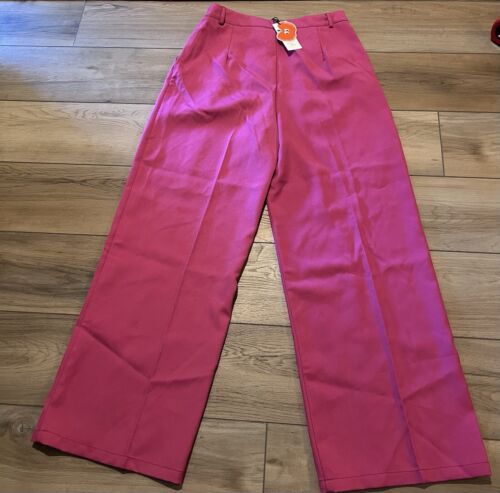 Cider Damen High Waist Hose weites Bein Polyester rosa Größe L Neu mit Etikett