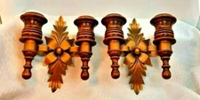 Mid-Century Candlestick Sconces - Pair of Wood and Copper