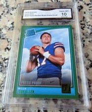 JOSH ALLEN 2018 Donruss GREEN SP #1 Draft Pick RATED Rookie Card RC GEM MINT 10