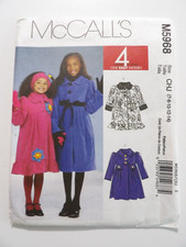 McCalls 5968 Girls Unlined Coats Headband 4 Easy Designs Size 7-14 Uncut Pattern