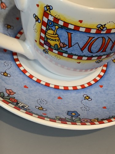 Mary Engelbreit Cup and Saucer "Won't You Bee My Honey?" Set of 2 - Picture 7 of 10