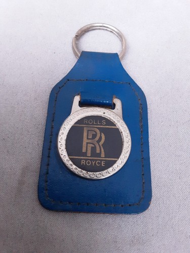 VINTAGE ROLLS ROYCE LEATHER FOB SPLIT RING KEYRING
