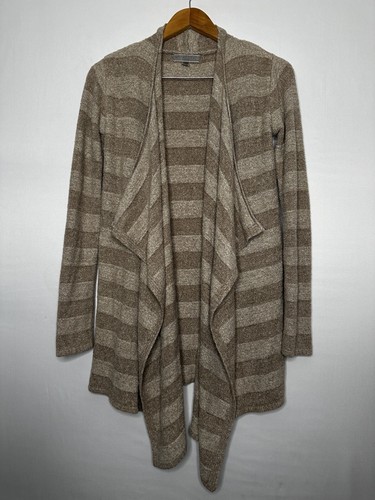 Barefoot Dreams Bamboo Chic Lite Beige Striped Sweater Cardigan Size S/M