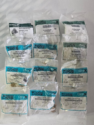 Menge 12 gemischte Compx Lager Schlösser Schubladenschlösser, Doppeltür Riegel Kit - Bild 3 von 9