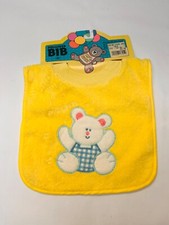 Vintage Pullover Baby Bib with Cute Bear on it New but has SMALL STAINS BIN 11