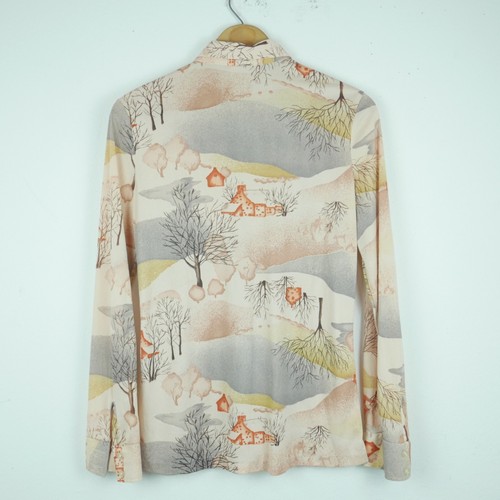 Vintage S M 70s Shirt Dagger Collar Disco Landscape Groovy Western Hippy Retro - Picture 8 of 8